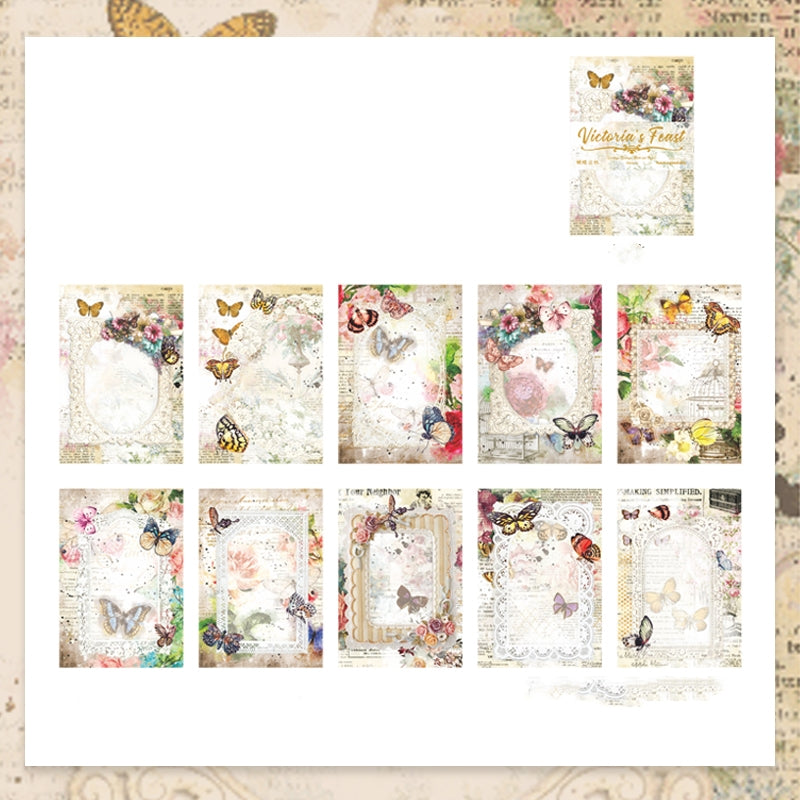 30 Sheets Retro Lace Material Paper Artist Ledger Backing Paper
