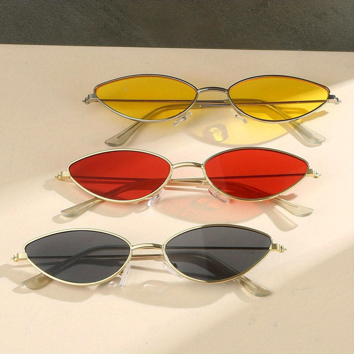 3 Pairs Retro Oval Sunglasses Metal Frame Summer Sun Shades Men Women