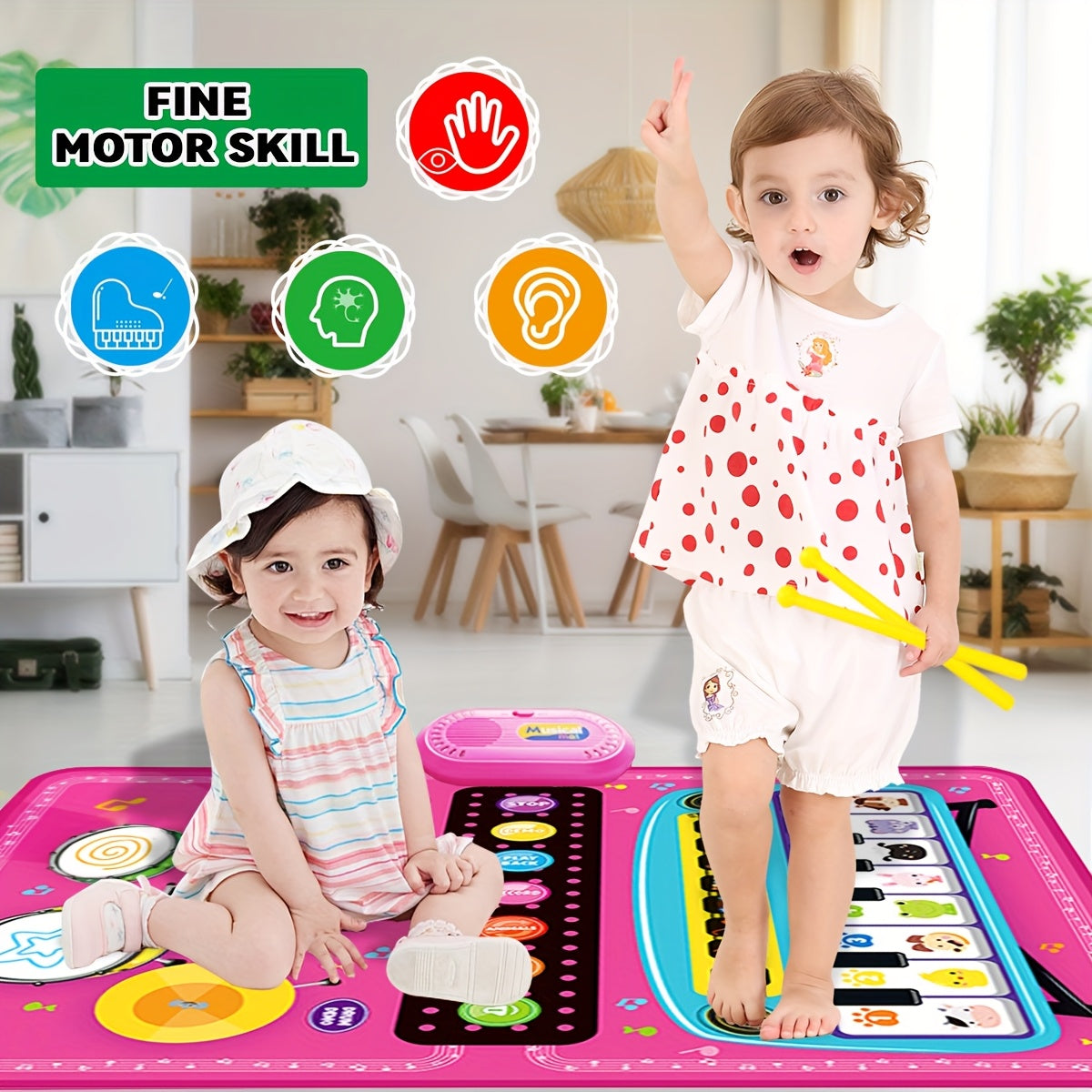 Interactive Music Sensory Play Mat with Piano Keyboard & Jazz Drum