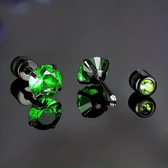 Double Sided Faux Diamond Stud Earrings for Men
