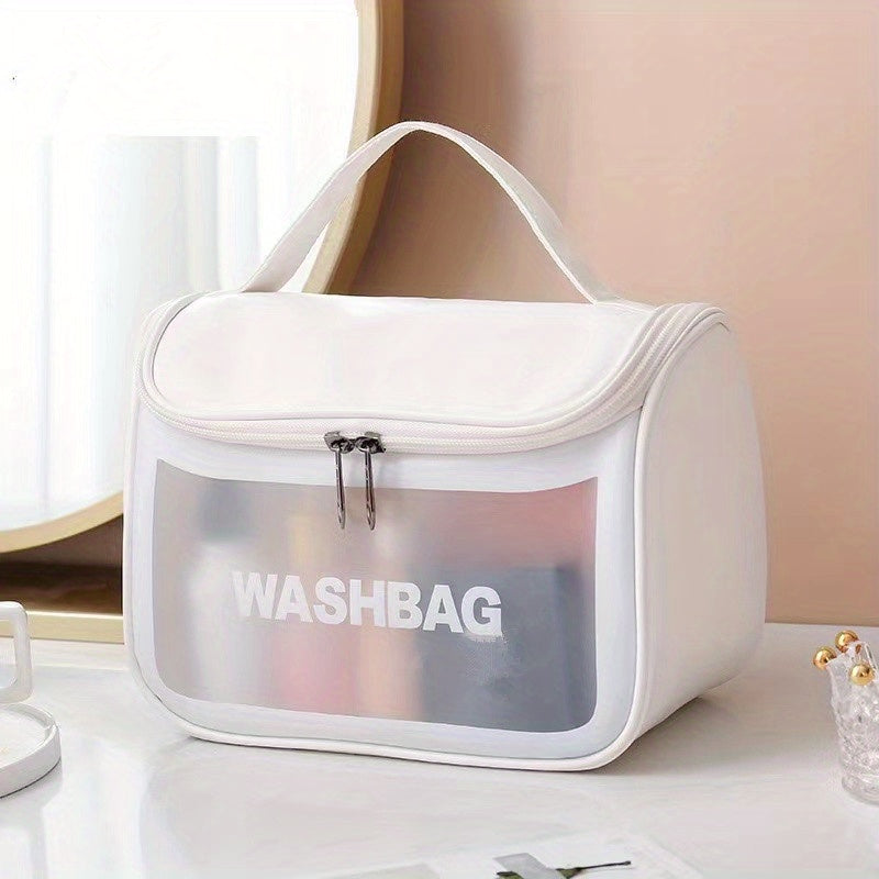 Large PVC Translucent Clamshell Makeup Bag Travel Toiletry Bag