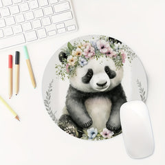 Panda Round Mouse Pad Non Slip Rubber Base Small Size 7.87 X 7.87 X 0.1inch
