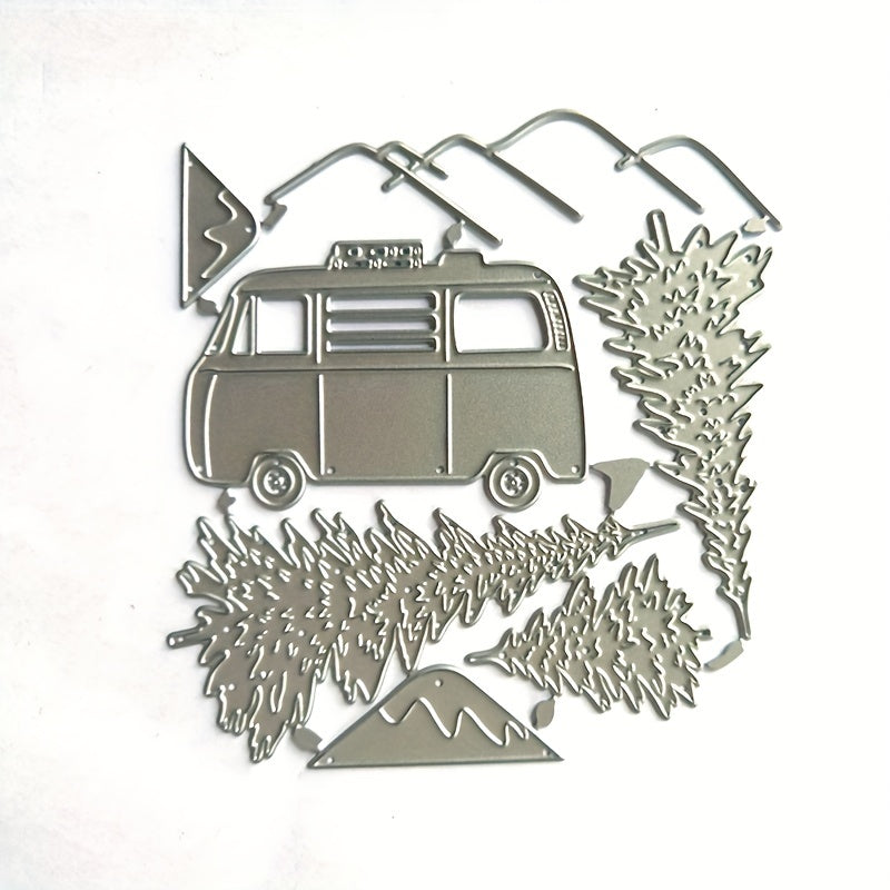 Car And Tree Camping Mold For DIY Scrapbooking Decoration