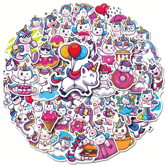 50pcs Unicorn Stickers Waterproof Vinyl Stickers Pack For Adults