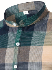 Plaid Print Men's Casual Short Sleeve Shirt