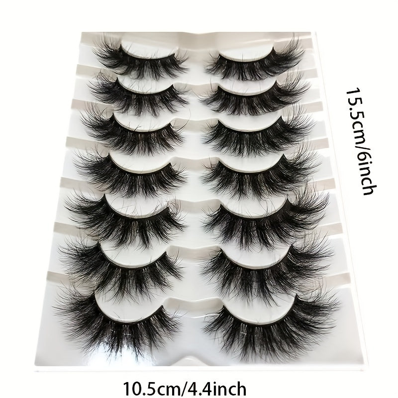 7 Pairs Cat Eye Lashes Fluffy Faux Mink Natural Look False Eyelashes
