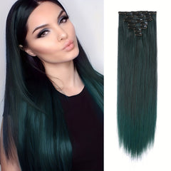 Ombre Clip In Hair Extensions Straight 7PCS