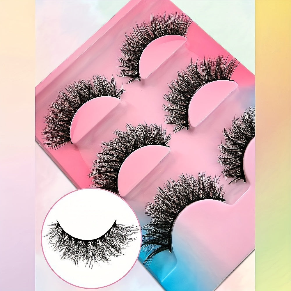 3 Pairs Fluffy 3D False Eyelashes Natural Look Wispy Reusable Lashes
