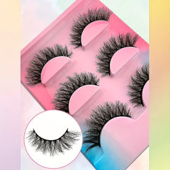 3 Pairs Fluffy 3D False Eyelashes Natural Look Wispy Reusable Lashes