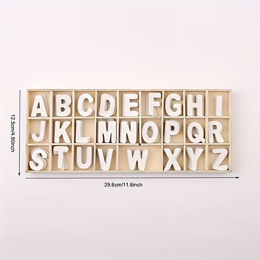130pcs Wooden Craft Letters with Storage Tray Set Unfinished Alphabet for Kids
