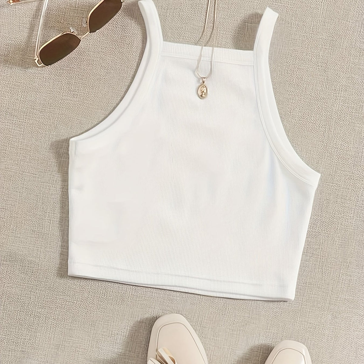 Ribbed Crop Spaghetti Strap Top Y2K Sexy Sleeveless Cami Top