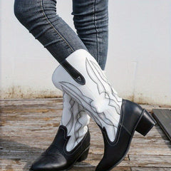 Women's Retro Western Boots Pointed Toe Chunky Heel Cowgirl Boots