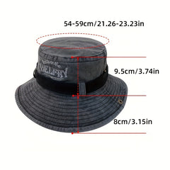Vintage Embroidery Bucket Hat Distressed Western Cowboy Boonie Hats Men Women