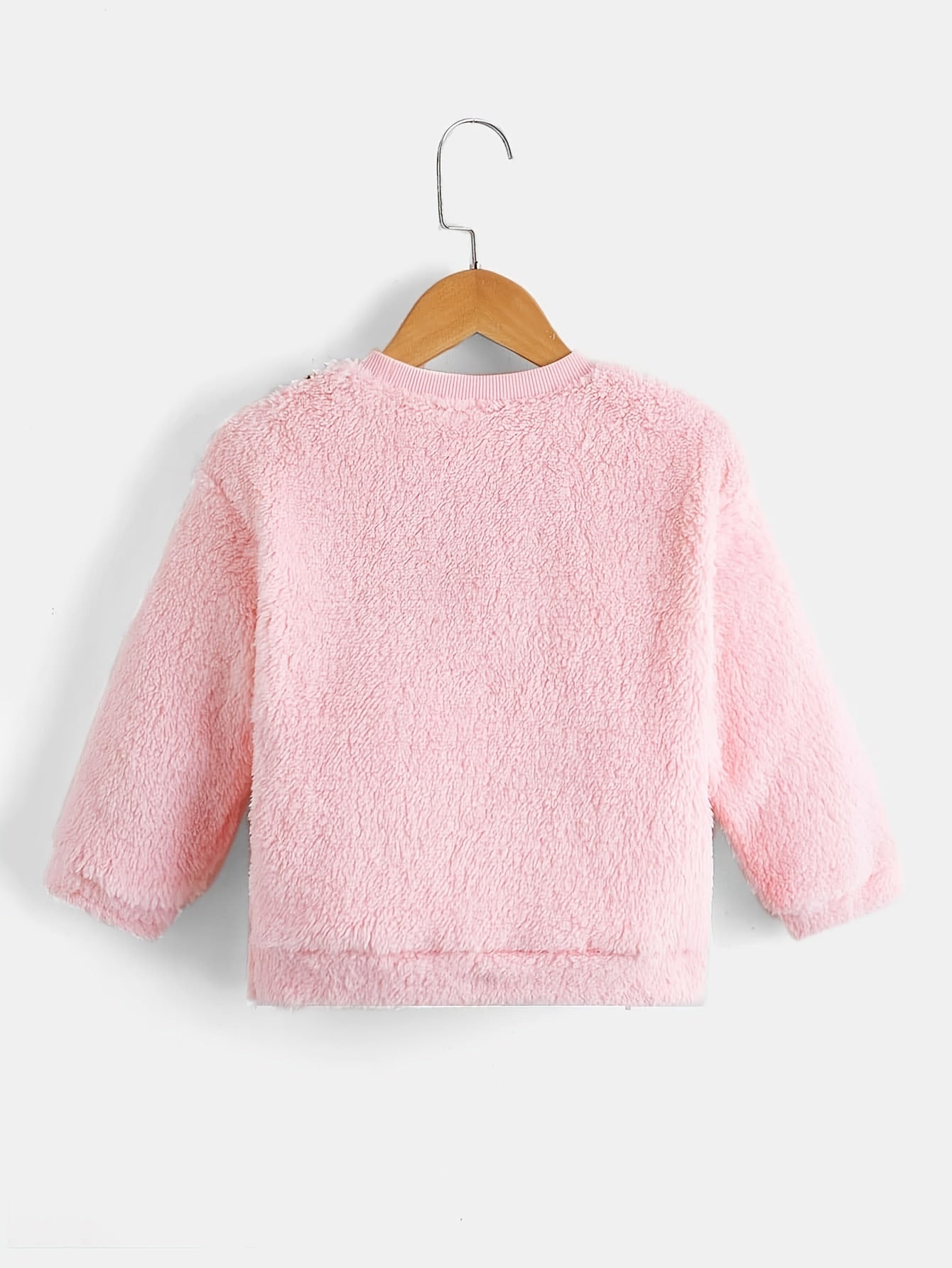 Girl's Plush Sweater With Leopard Print Crew Neck Fleece Sweatshirt