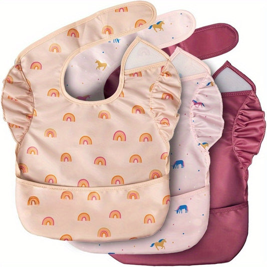 3pcs Waterproof Baby Bib for Boy or Girl, BPA-Free Bibs
