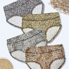 4 Pack Plus Size Soft Leopard Print Briefs Set
