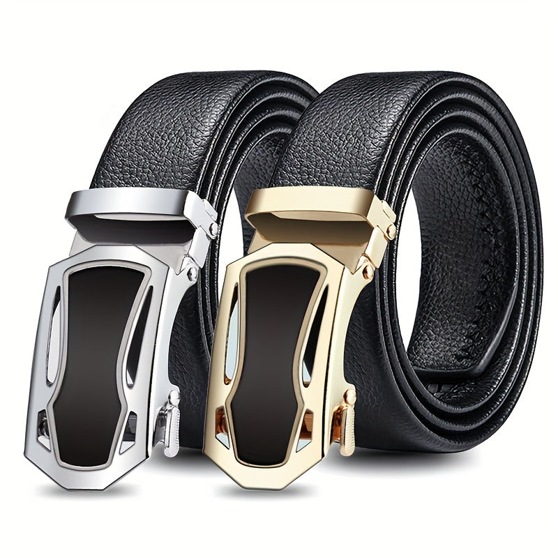 Men's Automatic Buckle Belt PU Leather Business Suit Waist Strap