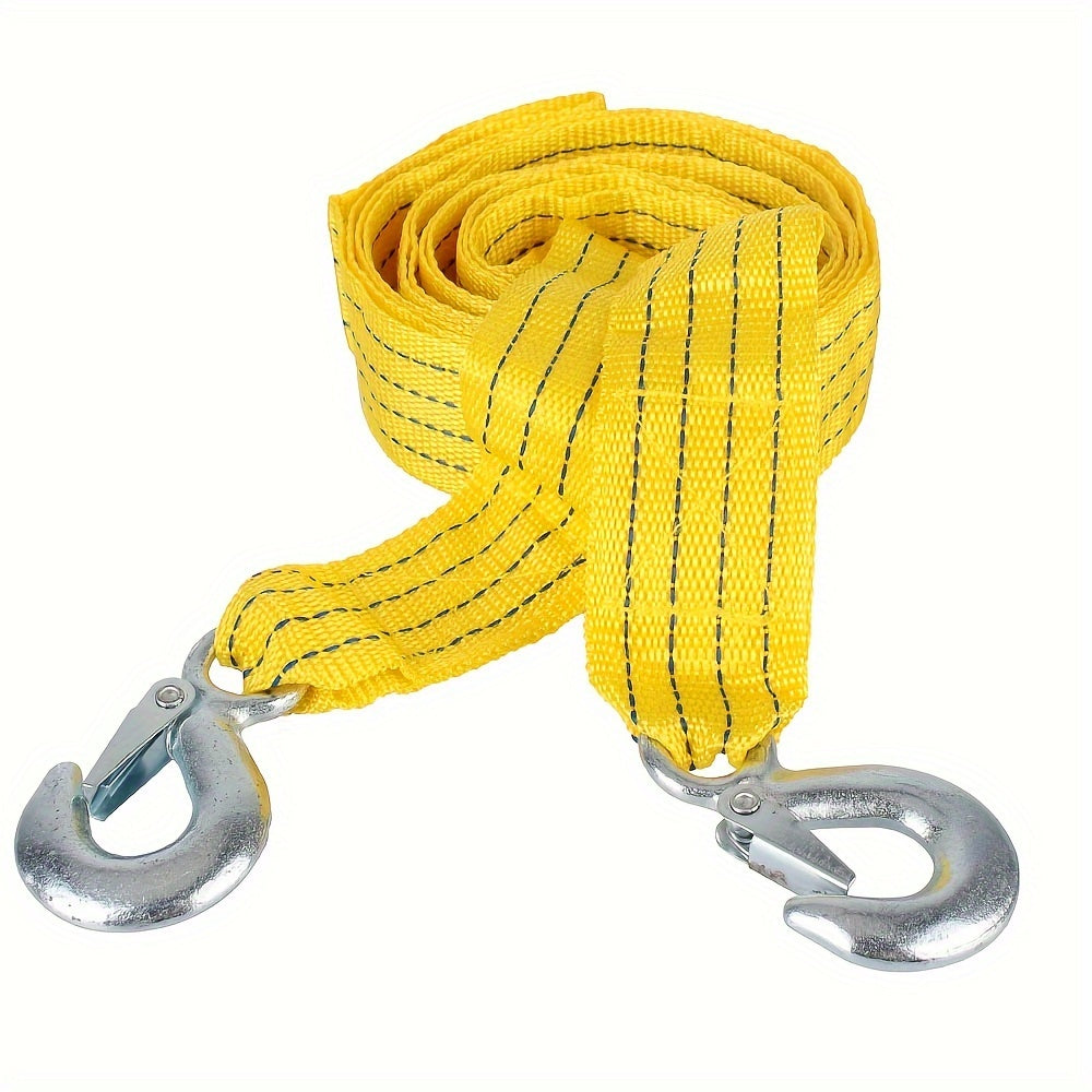 3M 118in 4Tons Tow Strap Fluorescence Nylon Alloy Steel Hooks Auto Towing Rope