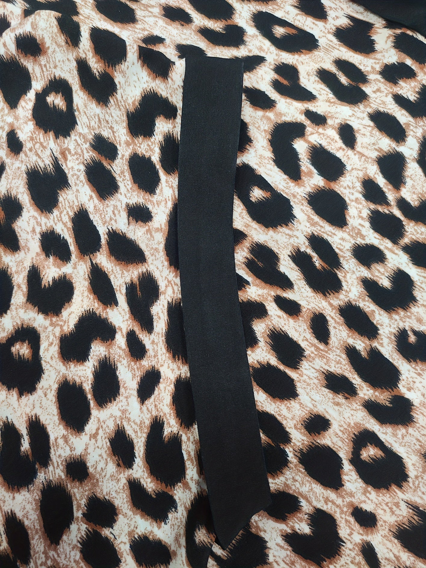  Colorblock Leopard Print V Neck Dress
