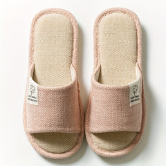 Women's Linen Slippers Soft Sole Slip On Shoes Comfortable Bedroom Shoes