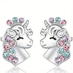 Girl Magical Lucky Unicorn Necklace Earrings Set Kids Accessories
