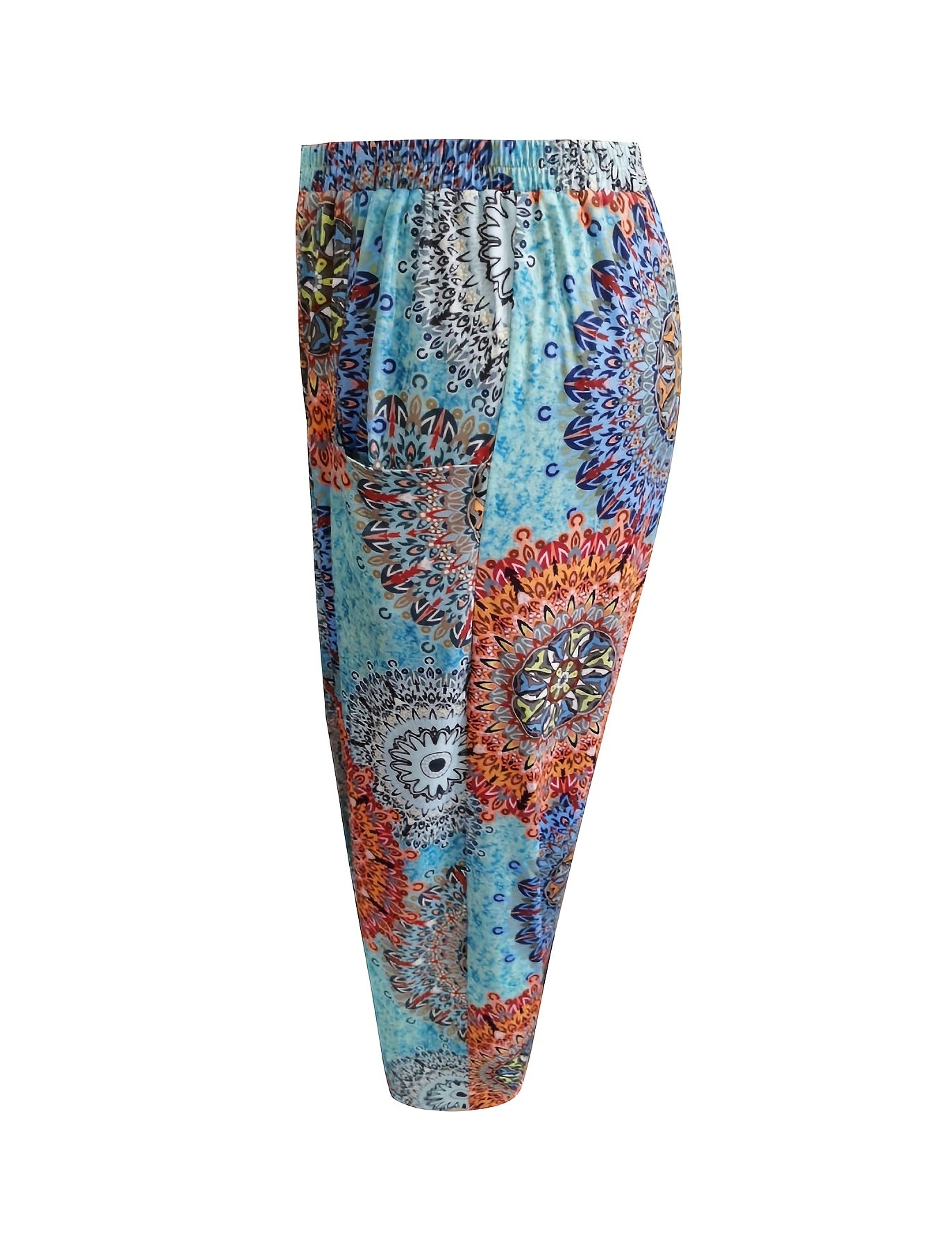 Women's Plus Floral Print Wide Leg Boho Pants