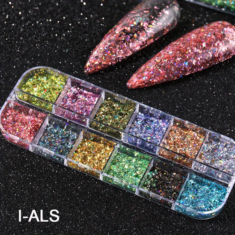 Holographic Nail Powder Set Pink Aurora Pigment for Gel Polish