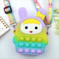 Funny Rabbit Shape Rainbow Crossbody Bag with Colorful Strap