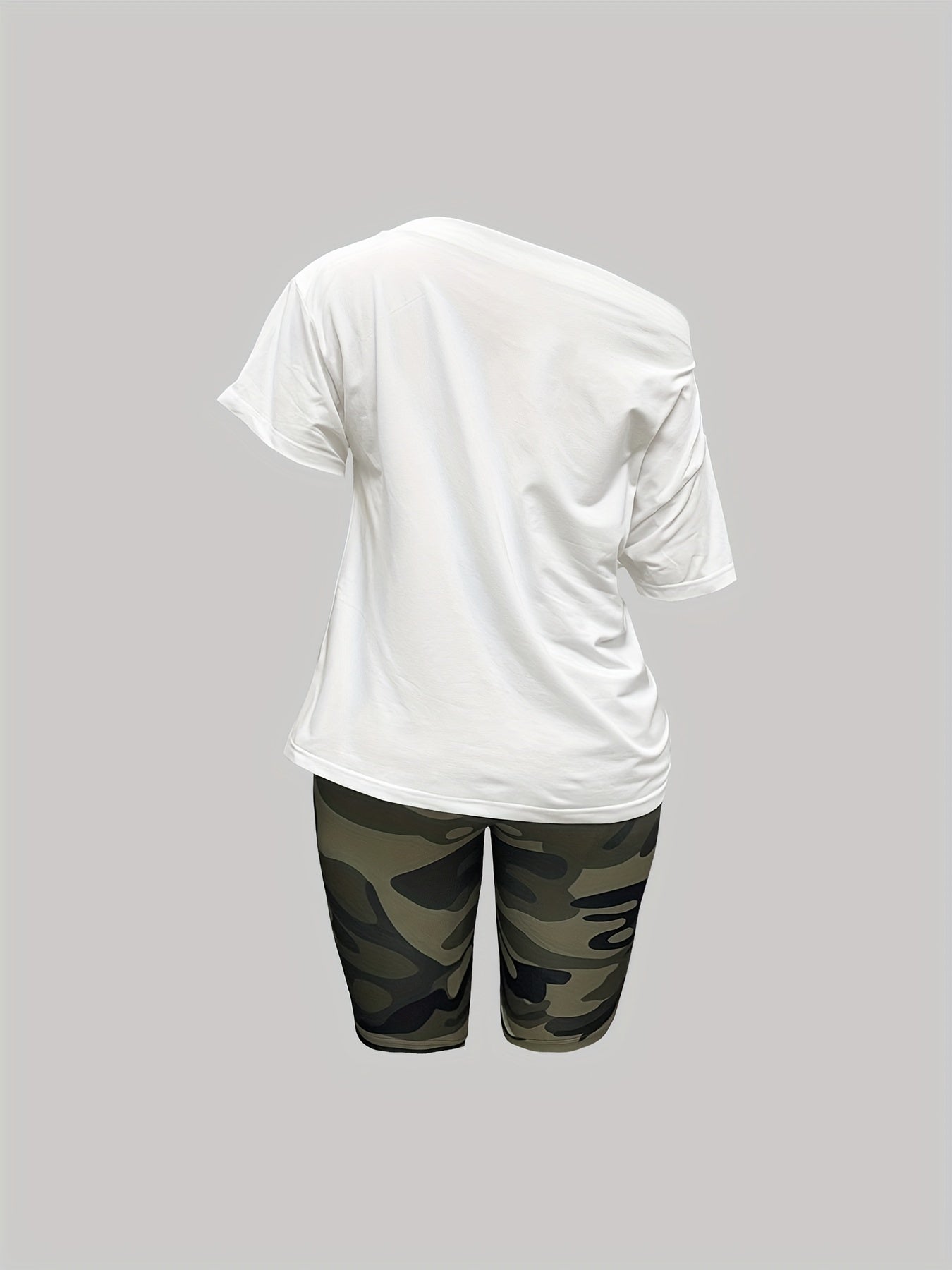 Camouflage Print Casual Two piece Set Short Sleeve T shirt & Shorts