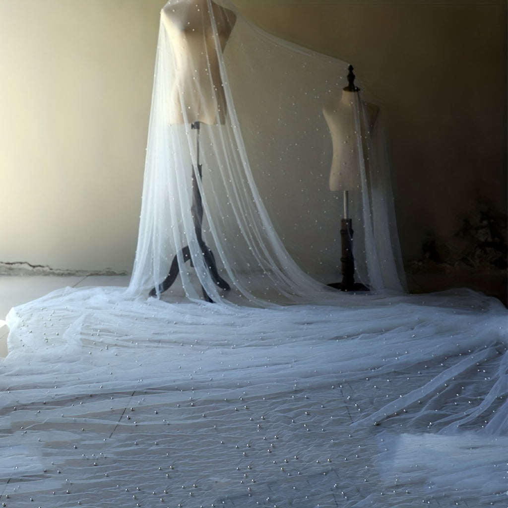 Wedding Dress Fabric Pearl Mesh Background Cloth 2m