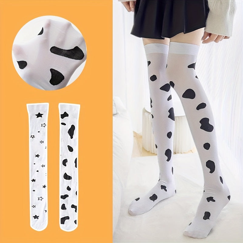Cow Spot Thigh High Stockings Women's Stockings & Hosiery