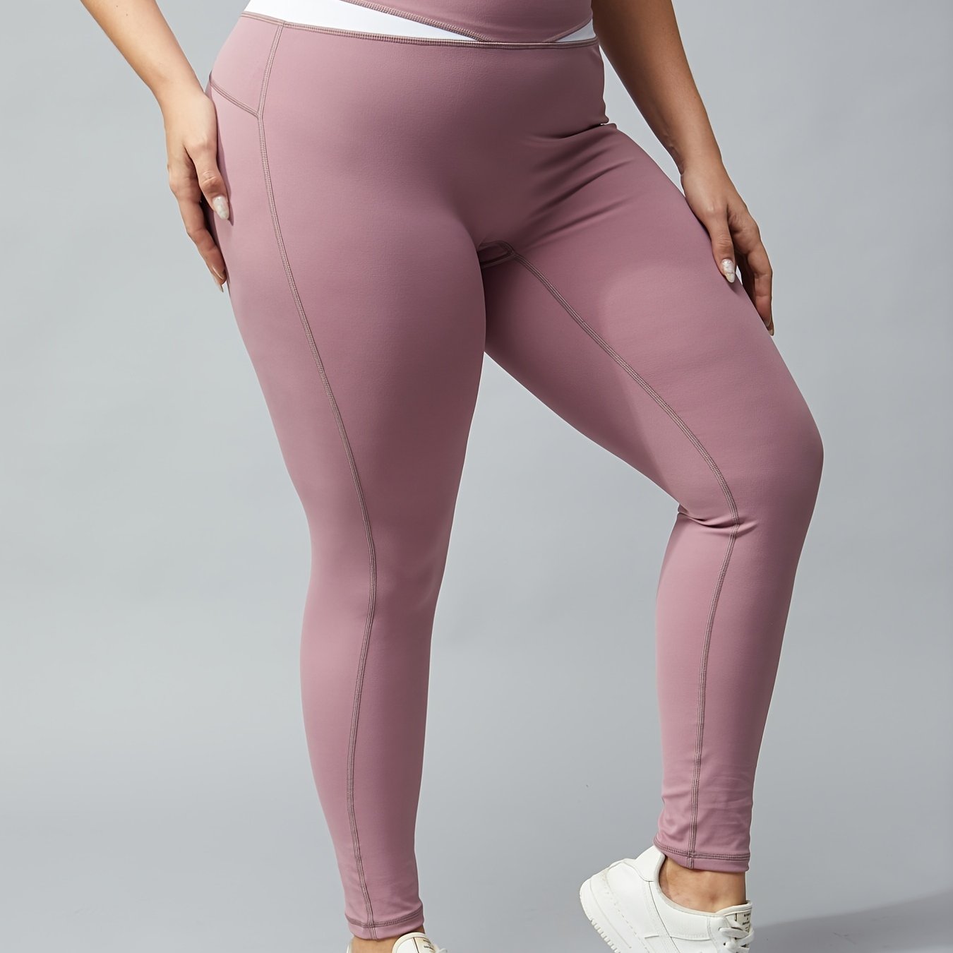  Quick Drying High Rise Sports Leggings Women's Plus Solid Running Fitn