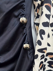  Colorblock Leopard Print Long Sleeve Dress