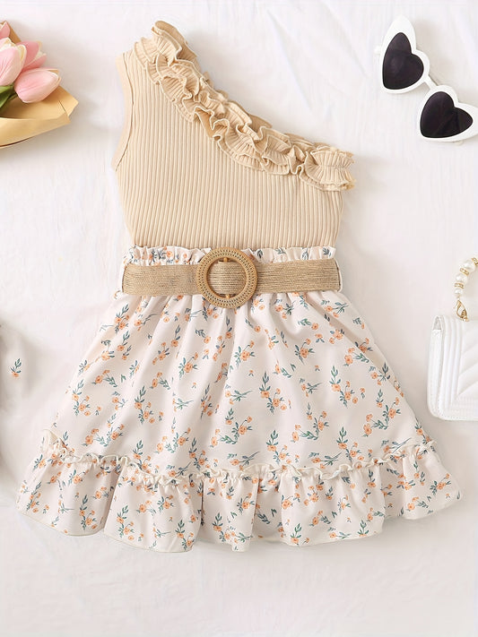 Girls' Ruffle Tank Top & Boho Flowers Skirt Set