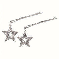 Y2K Hair Pin With Star Tassel Rhinestone Star Decor Hair Pin Alloy Hair Clip
