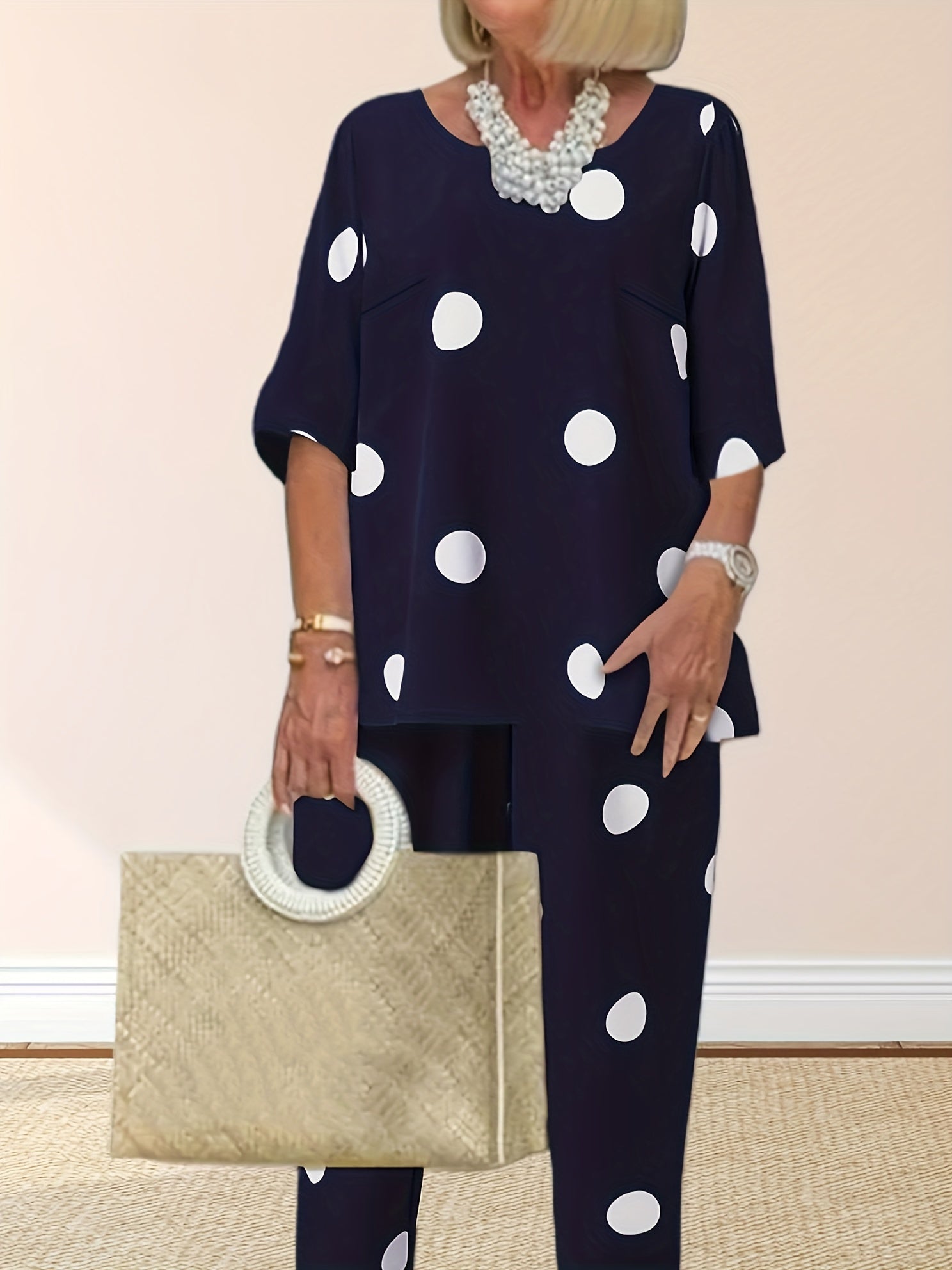  Polka Dot Tee & Pants 2pcs Set