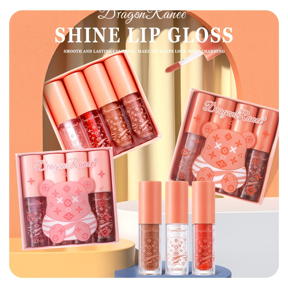 4pcs Gift Set Mini Lip Gloss Lip Glaze Matte Finish Perfect Gift Women