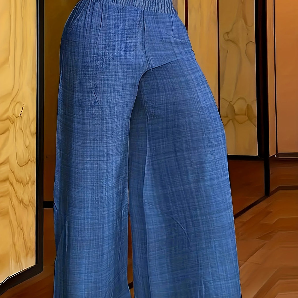  Plaid Print High Rise Wide Leg Trousers With Pockets