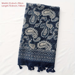 Vintage Paisley Print Tassel Scarf Boho Shawl Women Head Wrap