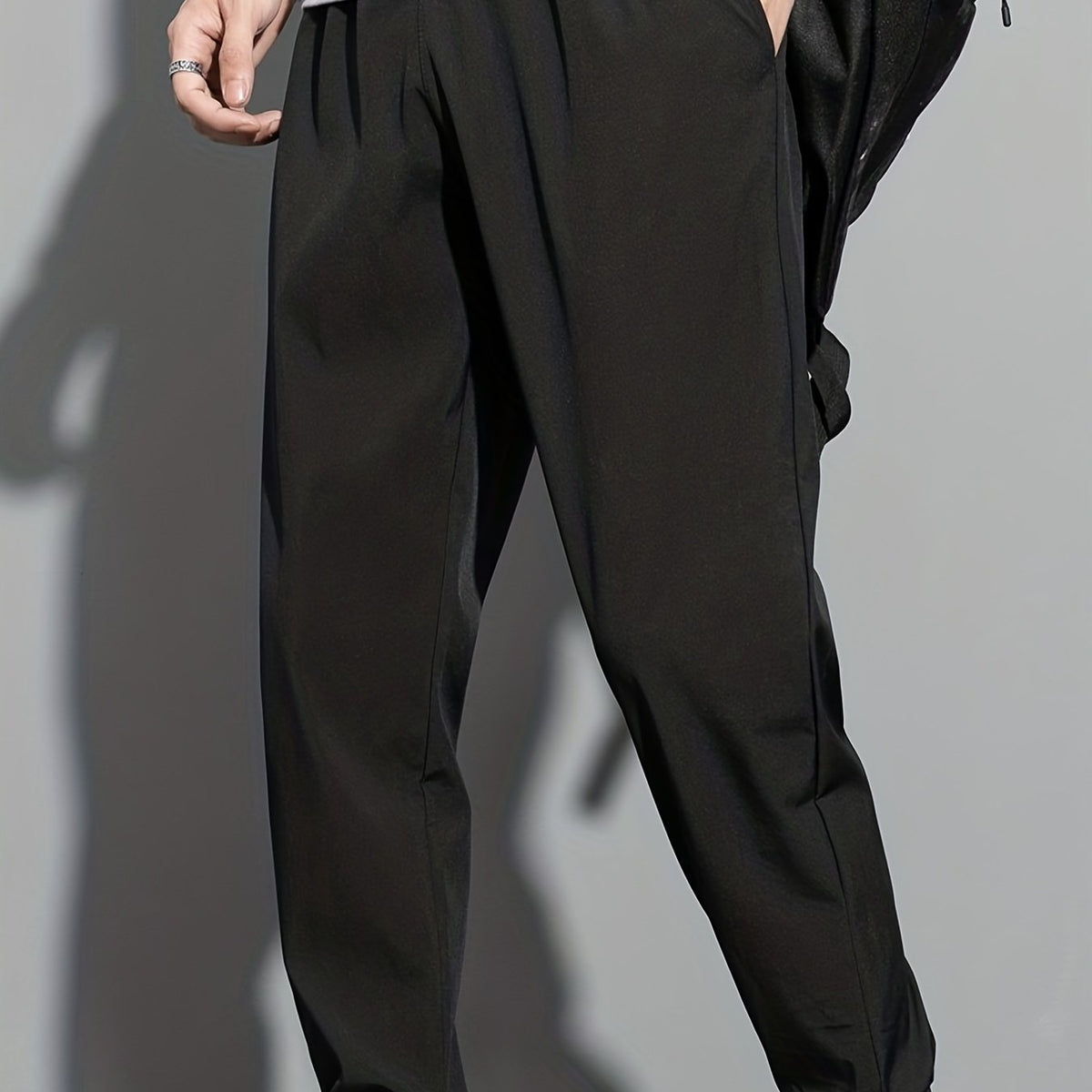 Men's Casual Solid Sports Pants with Zipper