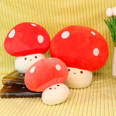 Red Mushroom Plush Toy with Polka Dot Christmas Gift
