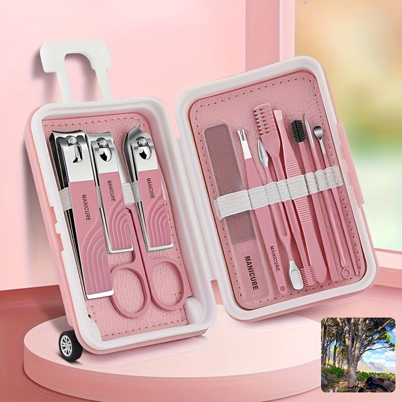 12pcs Nail Clipper Set With Case Manicure Tool For Travel Nail Cutter