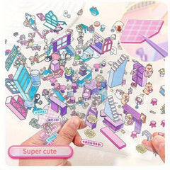 40 Cute Cartoon Character Sticker Book PET Material Multi-functional Decorative