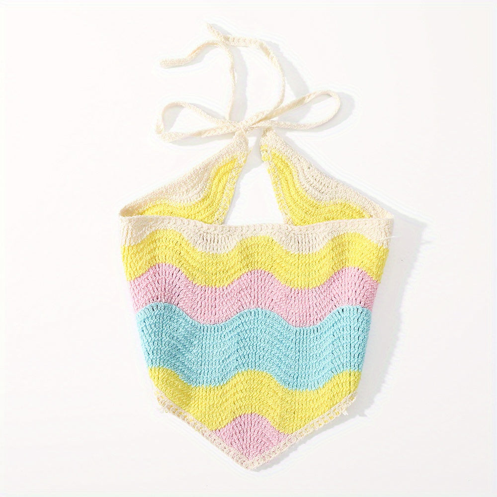 Wavy Colored Hair Band Crochet Knitted Bandana Sweet Adjustable Headdress