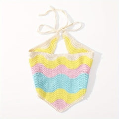 Wavy Colored Hair Band Crochet Knitted Bandana Sweet Adjustable Headdress