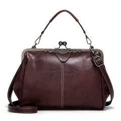 Vintage Kiss Lock Handbag Crossbody Bag Women's Top Handle Purse