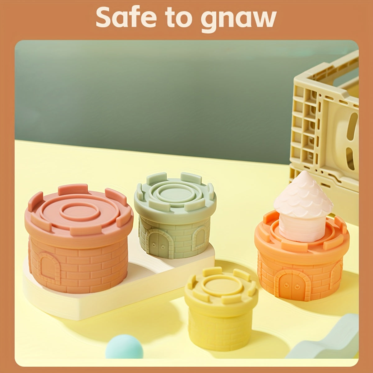 Colorful Castle Stacking Cup Toy Safe PVC Material