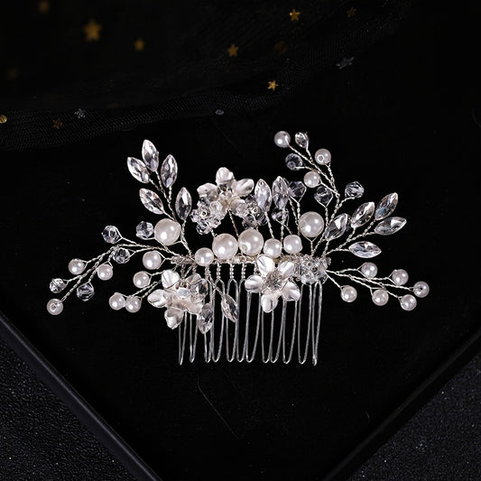 Rhinestone Faux Pearl Flower Hair Comb Pin Bridal Wedding Party Decor