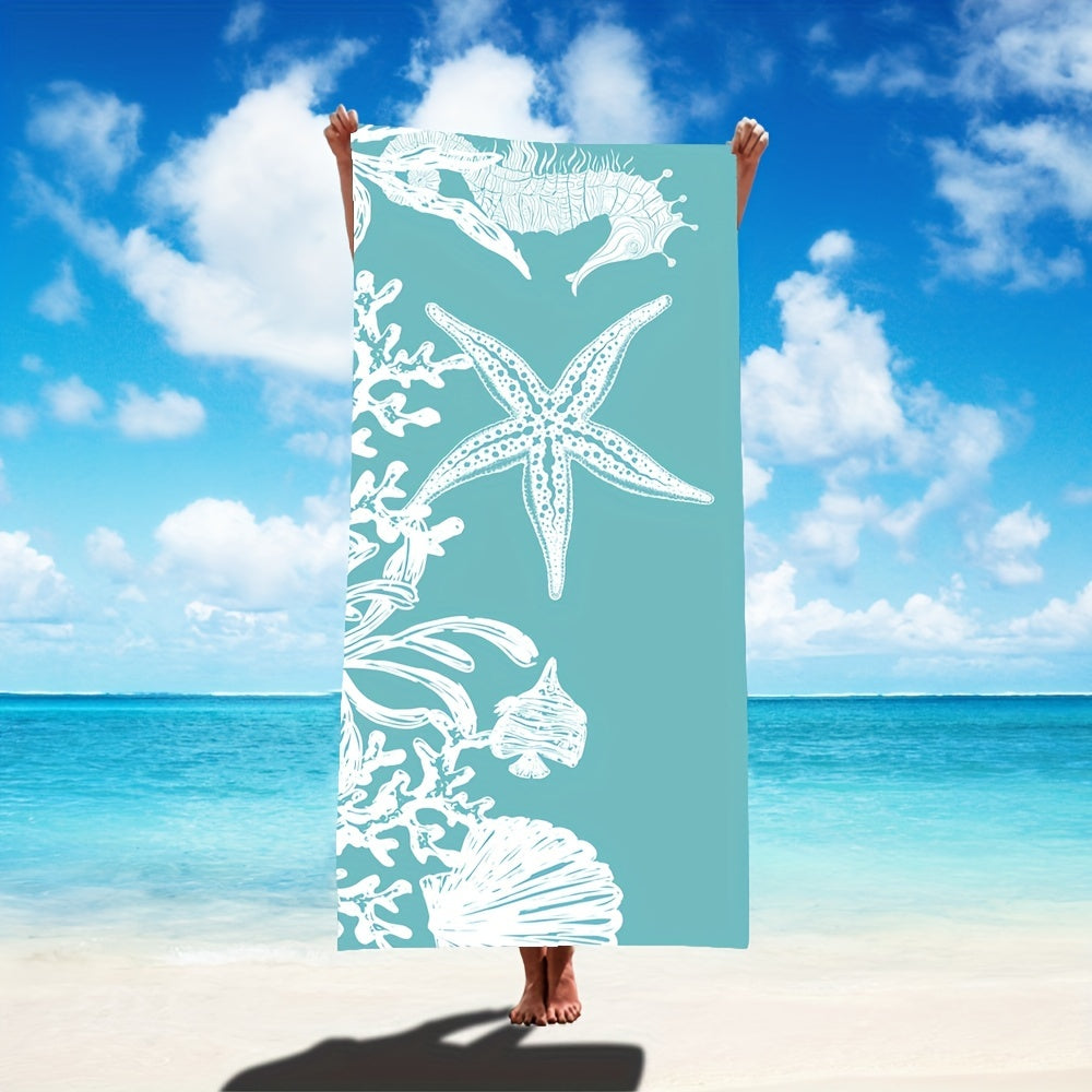 Quick Drying Beach Towel Starfish Seahorse Soft Absorbent