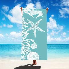 Quick Drying Beach Towel Starfish Seahorse Soft Absorbent